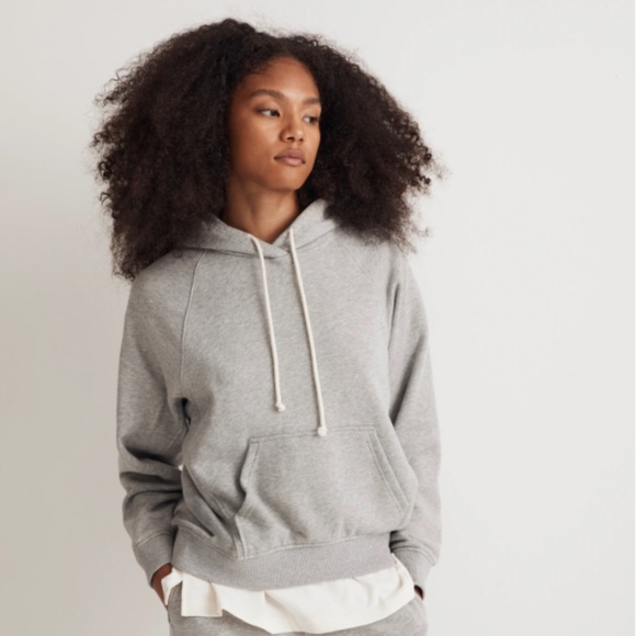 Madewell Terry Relaxed Raglan Sleeve Sweatshirt in Heather Gym Class Grey in XS - Picture 4 of 11